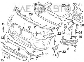 Молдинг нижней накладки переднего бампера BMW X3 G01 18-21 хром