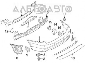 Молдинг заднего бампера BMW 3 F30 4d 12-15 серый матовый