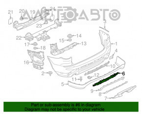 Нижня накладка заднього бампера BMW X3 G01 18-21 сіра, без фаркопа, під хром молдинг