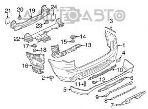 Нижня накладка заднього бампера BMW X3 G01 18-21 сіра, без фаркопа, під хром молдинг