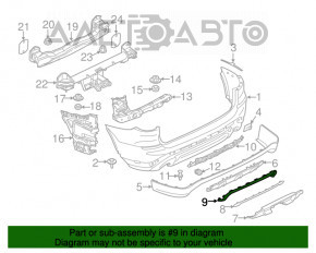 Обрамлення нижньої накладки заднього бампера BMW X3 G01 18-21 сіра, під фаркоп