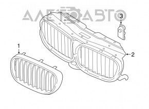 Решітка радіатора grill ліва BMW 7 G11 G12 16-19 без нічного бачення