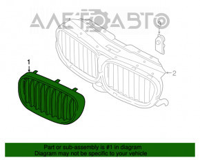 Решітка радіатора grill ліва BMW 7 G11 G12 16-19 під нічне бачення