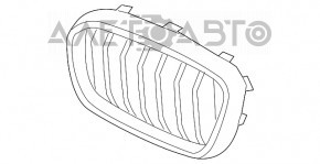 Решетка радиатора grill левая BMW X3 G01 18-21 ноздря, хром обрамление+ серая решетка, песок