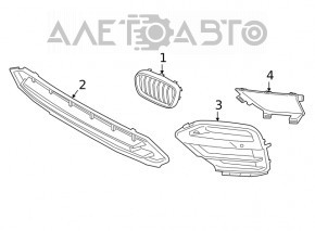 Решетка радиатора grill левая BMW X3 G01 18-21 ноздря, хром обрамление+ серая решетка