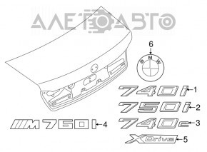 Эмблема надпись Xdrive крышки багажника BMW 7 G11 G12 16-22