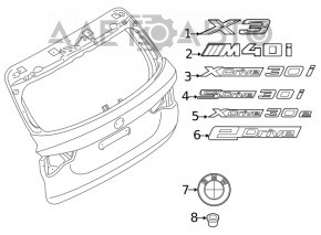 Емблема напис X3 кришки багажника BMW X3 G01 18-21