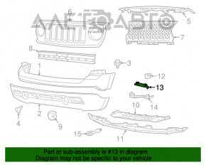 Кріплення гака перед бампера перед левом Jeep Compass 11-16