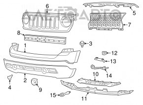 Крепление крюка перед бампера переднее левое Jeep Compass 11-16