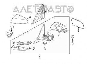 Дзеркало бічне праве BMW 3 F30 4d 13-16 usa кріплення глянець, поворотник