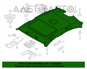 Обшивка потолка BMW 3 F30 4d 12 под люк, серая