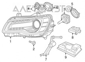 Фара передня права в зборі Chrysler 300 11-14