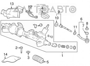 Рульова тяга з наконечником права Honda Accord 13-17 2.4 порван пильовик