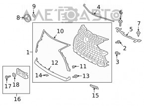 Молдинг решітки радіатора grill верх Lexus RX350 RX450h 20-