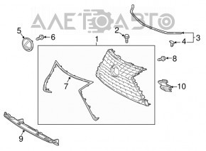 Обрамление решетки радиатора grill Lexus NX300 NX300h 18-21 Base, хром OEM