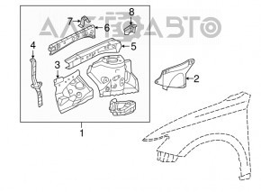 Защита двигателя боковая арка левая Toyota Highlander 14-19