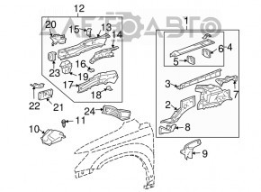 Накладка моторного відсіку перед прав Lexus RX300 RX330 04-06