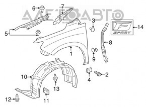 Уплотнитель крыла дверь-крыло правый Lexus RX350 RX450h 10-15 OEM