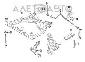 Подрамник передний Infiniti JX35 QX60 13- FWD порваны задние сайленты, потресканы передние сайленты