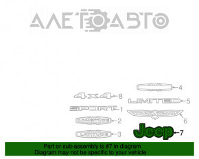 Эмблема Jeep двери багажника Jeep Cherokee KL 14-18 черный глянец