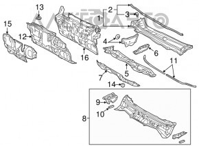 Решетка дворников пластик Lexus ES300h ES350 13-18 сломаны крепления