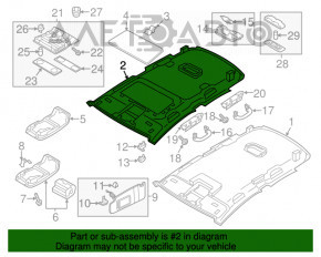 Обшивка потолка VW Passat b7 12-15 USA беж под люк