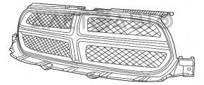 Решетка радиатора grill Dodge Durango 11-13 хром обрамления, хром сетка, с эмблемой
