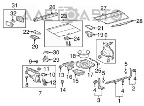 Кришка кишені багажника прав Lexus RX350 RX450h 10-15 черн