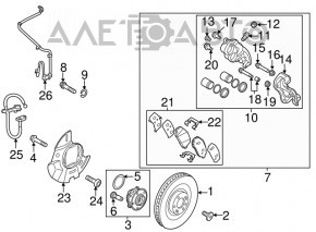 Шланг гальмівний передній правий Hyundai Santa FE Sport 13-18