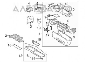 Консоль центральна підлокітник та підсклянники Lexus RX350 RX400h 04-09 сіра дефект
