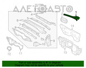 Решетка дворников пластик правая VW Jetta 11-18 USA тип 2 надлом