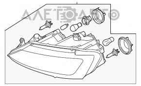 Фара передня ліва VW Jetta 17-18 USA гола, галоген, зламані кріплення, пісок