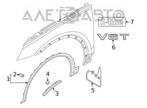 Клипсы накладки арки крыла перед прав 9 шт Audi Q5 80A 18-