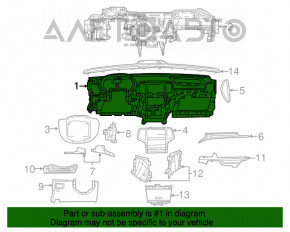 Торпедо передняя панель без AIRBAG Jeep Grand Cherokee WK2 14-21 черн, трещ в креп бард