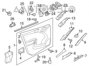 Обшивка двери карточка передняя левая VW Tiguan 09-17 черная