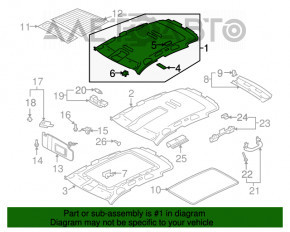 Обшивка потолка VW Tiguan 09-17 без люка серый