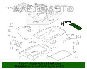 Накладка крыши задняя VW Tiguan 09-17 пластик беж