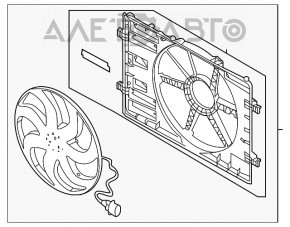 Диффузор кожух радиатора в сборе Audi A3 8V 15-20 1.8T на 1 вентилятор новый неоригинал NRF