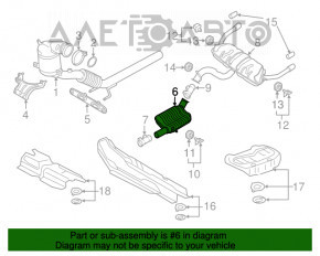 Выпускная трасса средняя часть Audi A3 8V 15-20 4d, 5d, 2.0T, под глушитель на 2 стороны