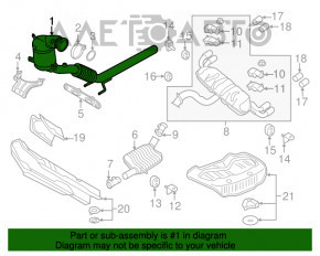 Приемная труба с катализатором Audi A3 8V 15-20 2.0 под глушитель на 2 стороны