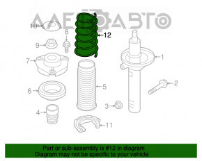 Пружина перед правою Audi A3 8V 15-20 4d, 5d, 1 біла мітка