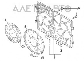 Вентилятор охолодження прав Audi A3 8V 15-20 1.8T, 2.0T під дифузор з 2 вент