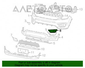 Решетка бампера правая Jeep Compass 17-21 Trailhawk под молдинг, под птф, OEM