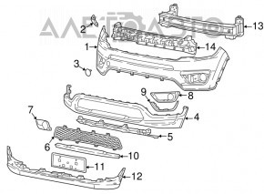 Решетка бампера правая Jeep Compass 17-21 Trailhawk под молдинг, под птф, OEM