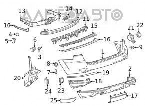 Накладка заднего бампера Jeep Grand Cherokee WK2 14-20 черный глянец