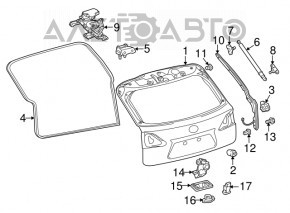 Уплотнитель резина двери багажника Lexus RX350 RX450h 10-15 потрескана