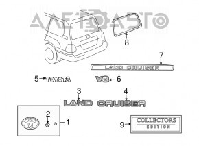 Эмблема надпись V8 двери багажника Lexus GX470 03-09