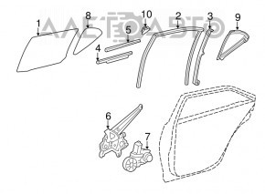 Ущільнювач скла задній лівий Lexus CT200h 11-17