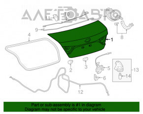 Кришка багажника Toyota Camry v55 15-17 usa під спойлер графіт, гнута по діагоналі