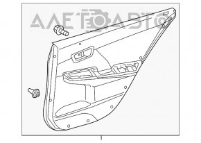 Обшивка двери карточка задняя левая Toyota Camry v55 15-17 usa беж с беж вставкой пластик, подлокотник резина, царапины
